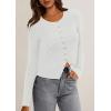 imagePRETTYGARDEN Womens 2025 Fall Cardigan Sweaters Lightweight Long Sleeve Button up Ribbed Knit Tops Winter Fashion ClothesWhite