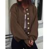 imagePRETTYGARDEN Womens 2025 Winter Cardigan Sweaters Trendy Chunky Knit Long Sleeve Button Up Casual Warm Fall Jackets CoatsBrown