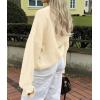 imagePRETTYGARDEN Womens Cropped Cardigans Trendy 2025 Ruffle Open Front Chunky Knit Sweater Oversized Button Down Fall ClothesBeige