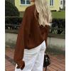 imagePRETTYGARDEN Womens Cropped Cardigans Trendy 2025 Ruffle Open Front Chunky Knit Sweater Oversized Button Down Fall ClothesBrown
