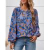 imagePRETTYGARDEN Womens Floral Button Down Blouse 2025 Fall Fashion Dressy Casual Long Sleeve Oversized Shirts Top Boho ClothesBlue