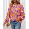 imagePRETTYGARDEN Womens Floral Button Down Blouse 2025 Fall Fashion Dressy Casual Long Sleeve Oversized Shirts Top Boho ClothesOrange