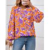 imagePRETTYGARDEN Womens Floral Button Down Blouse 2025 Fall Fashion Dressy Casual Long Sleeve Oversized Shirts Top Boho ClothesOrange