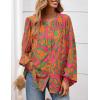 imagePRETTYGARDEN Womens Floral Button Down Blouse 2025 Fall Fashion Dressy Casual Long Sleeve Oversized Shirts Top Boho ClothesRose Red
