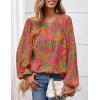 imagePRETTYGARDEN Womens Floral Button Down Blouse 2025 Fall Fashion Dressy Casual Long Sleeve Oversized Shirts Top Boho ClothesRose Red