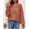 imagePRETTYGARDEN Womens Floral Button Down Blouse 2025 Fall Fashion Dressy Casual Long Sleeve Oversized Shirts Top Boho ClothesRose Red