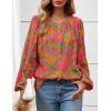imagePRETTYGARDEN Womens Floral Button Down Blouse 2025 Fall Fashion Dressy Casual Long Sleeve Oversized Shirts Top Boho ClothesRose Red