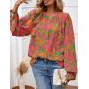 imagePRETTYGARDEN Womens Floral Button Down Blouse 2025 Fall Fashion Dressy Casual Long Sleeve Oversized Shirts Top Boho ClothesRose Red