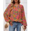 imagePRETTYGARDEN Womens Floral Button Down Blouse 2025 Fall Fashion Dressy Casual Long Sleeve Oversized Shirts Top Boho ClothesRose Red