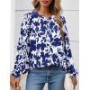 imagePRETTYGARDEN Womens Floral Button Down Blouse 2025 Fall Fashion Dressy Casual Long Sleeve Oversized Shirts Top Boho ClothesWhite Blue Floral