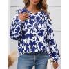 imagePRETTYGARDEN Womens Floral Button Down Blouse 2025 Fall Fashion Dressy Casual Long Sleeve Oversized Shirts Top Boho ClothesWhite Blue Floral