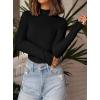 imagePRETTYGARDEN Womens Turtleneck Long Sleeve Shirts 2025 Fall Basic Tees Ribbed Fitted Tops Thermal Layering Knit Top ClothesBlack