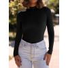 imagePRETTYGARDEN Womens Turtleneck Long Sleeve Shirts 2025 Fall Basic Tees Ribbed Fitted Tops Thermal Layering Knit Top ClothesBlack