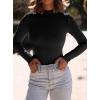 imagePRETTYGARDEN Womens Turtleneck Long Sleeve Shirts 2025 Fall Basic Tees Ribbed Fitted Tops Thermal Layering Knit Top ClothesBlack