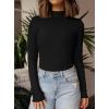 imagePRETTYGARDEN Womens Turtleneck Long Sleeve Shirts 2025 Fall Basic Tees Ribbed Fitted Tops Thermal Layering Knit Top ClothesBlack