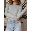 imagePRETTYGARDEN Womens Turtleneck Long Sleeve Shirts 2025 Fall Basic Tees Ribbed Fitted Tops Thermal Layering Knit Top ClothesGrey