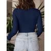 imagePRETTYGARDEN Womens Turtleneck Long Sleeve Shirts 2025 Fall Basic Tees Ribbed Fitted Tops Thermal Layering Knit Top ClothesNavy