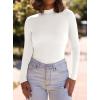 imagePRETTYGARDEN Womens Turtleneck Long Sleeve Shirts 2025 Fall Basic Tees Ribbed Fitted Tops Thermal Layering Knit Top ClothesWhite