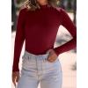 imagePRETTYGARDEN Womens Turtleneck Long Sleeve Shirts 2025 Fall Basic Tees Ribbed Fitted Tops Thermal Layering Knit Top ClothesWine Red