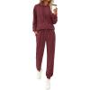 imagePRETTYGARDEN Womens Two Piece Outfits Sweatsuits Lounge Sets Hoodies Sweatshirt Joggers Sweatpants 2025 Fall Fashion ClothesBurgundy