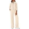 imagePRETTYGARDEN Womens 2 Piece Outfits Sweatsuits 2025 Fall Full Zip Sweatshirts Workout Pants Matching Lounge Sets TracksuitsBeige