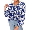 imagePRETTYGARDEN Womens Floral Button Down Blouse 2025 Fall Fashion Dressy Casual Long Sleeve Oversized Shirts Top Boho ClothesWhite Blue Floral