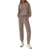 imagePRETTYGARDEN Womens Two Piece Outfits Sweatsuits Lounge Sets Hoodies Sweatshirt Joggers Sweatpants 2025 Fall Fashion ClothesBrown