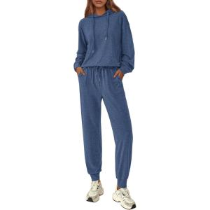 imagePRETTYGARDEN Womens Two Piece Outfits Sweatsuits Lounge Sets Hoodies Sweatshirt Joggers Sweatpants 2025 Fall Fashion ClothesBlue