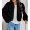 imagePRETTYGARDEN Womens 2025 Winter Coats Fluffy Cropped Faux Fur Jacket Long Sleeve Open Front Shaggy Outerwear Trendy ClothesBlack
