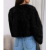 imagePRETTYGARDEN Womens 2025 Winter Coats Fluffy Cropped Faux Fur Jacket Long Sleeve Open Front Shaggy Outerwear Trendy ClothesBlack