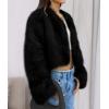 imagePRETTYGARDEN Womens 2025 Winter Coats Fluffy Cropped Faux Fur Jacket Long Sleeve Open Front Shaggy Outerwear Trendy ClothesBlack