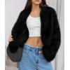 imagePRETTYGARDEN Womens 2025 Winter Coats Fluffy Cropped Faux Fur Jacket Long Sleeve Open Front Shaggy Outerwear Trendy ClothesBlack