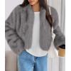 imagePRETTYGARDEN Womens 2025 Winter Coats Fluffy Cropped Faux Fur Jacket Long Sleeve Open Front Shaggy Outerwear Trendy ClothesGrey