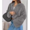 imagePRETTYGARDEN Womens 2025 Winter Coats Fluffy Cropped Faux Fur Jacket Long Sleeve Open Front Shaggy Outerwear Trendy ClothesGrey