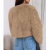 imagePRETTYGARDEN Womens 2025 Winter Coats Fluffy Cropped Faux Fur Jacket Long Sleeve Open Front Shaggy Outerwear Trendy ClothesLight Khaki