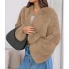 imagePRETTYGARDEN Womens 2025 Winter Coats Fluffy Cropped Faux Fur Jacket Long Sleeve Open Front Shaggy Outerwear Trendy ClothesLight Khaki