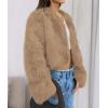 imagePRETTYGARDEN Womens 2025 Winter Coats Fluffy Cropped Faux Fur Jacket Long Sleeve Open Front Shaggy Outerwear Trendy ClothesLight Khaki