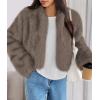 imagePRETTYGARDEN Womens 2025 Winter Coats Fluffy Cropped Faux Fur Jacket Long Sleeve Open Front Shaggy Outerwear Trendy ClothesTaupe