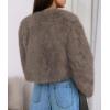 imagePRETTYGARDEN Womens 2025 Winter Coats Fluffy Cropped Faux Fur Jacket Long Sleeve Open Front Shaggy Outerwear Trendy ClothesTaupe