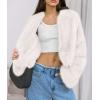 imagePRETTYGARDEN Womens 2025 Winter Coats Fluffy Cropped Faux Fur Jacket Long Sleeve Open Front Shaggy Outerwear Trendy ClothesWhite