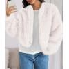 imagePRETTYGARDEN Womens 2025 Winter Coats Fluffy Cropped Faux Fur Jacket Long Sleeve Open Front Shaggy Outerwear Trendy ClothesWhite