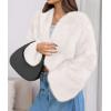 imagePRETTYGARDEN Womens 2025 Winter Coats Fluffy Cropped Faux Fur Jacket Long Sleeve Open Front Shaggy Outerwear Trendy ClothesWhite