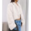 imagePRETTYGARDEN Womens 2025 Winter Coats Fluffy Cropped Faux Fur Jacket Long Sleeve Open Front Shaggy Outerwear Trendy ClothesWhite