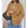 imagePRETTYGARDEN Womens 2025 Winter Coats Fluffy Cropped Faux Fur Jacket Long Sleeve Open Front Shaggy Outerwear Trendy ClothesYellow
