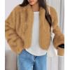 imagePRETTYGARDEN Womens 2025 Winter Coats Fluffy Cropped Faux Fur Jacket Long Sleeve Open Front Shaggy Outerwear Trendy ClothesYellow