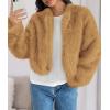 imagePRETTYGARDEN Womens 2025 Winter Coats Fluffy Cropped Faux Fur Jacket Long Sleeve Open Front Shaggy Outerwear Trendy ClothesYellow