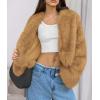 imagePRETTYGARDEN Womens 2025 Winter Coats Fluffy Cropped Faux Fur Jacket Long Sleeve Open Front Shaggy Outerwear Trendy ClothesYellow