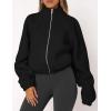 imagePRETTYGARDEN Womens 2025 Winter Fleece Jacket Trendy Long Sleeve Zip Up Cropped Warm Sherpa Coat Fall Fashion Workout ClothesBlack