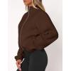 imagePRETTYGARDEN Womens 2025 Winter Fleece Jacket Trendy Long Sleeve Zip Up Cropped Warm Sherpa Coat Fall Fashion Workout ClothesBrown