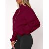 imagePRETTYGARDEN Womens 2025 Winter Fleece Jacket Trendy Long Sleeve Zip Up Cropped Warm Sherpa Coat Fall Fashion Workout ClothesBurgundy